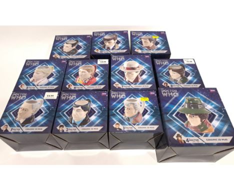 BBC Doctor Who Ceramic 3D Mugs 1 to 11. Excellent within Fair Plus to Good Packaging