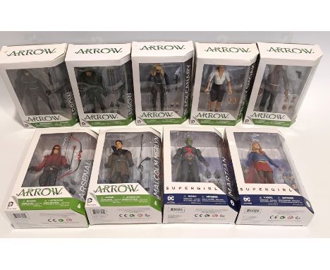 DC Collectibles Arrow &amp; Supergirl Action Figures x9 Includes Supergirl, Arrow, Black Canary, Martian Manhunter with other