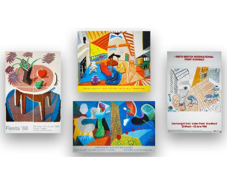 David Hockney (British 1937-), 'Fiesta 88, 1988, The Other Side, 1993, Pembroke Studio, 1986 & Montcalm Interior At 7 O'Clock