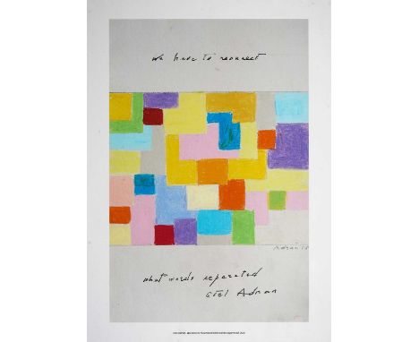 Etel Adnan (Lebanese 1925-2021), 'We Have To Reconnect What Words Separated', 2021, Giclée print on Hahnemühle Bamboo 290gsm