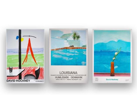David Hockney (British 1937-), 'Pool and Steps, 1971, Mount Fuji and Flowers, 1972 & Me Draw On iPad, 2011', a collection of 