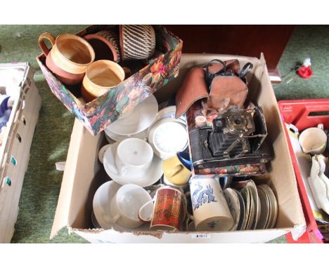 Box of assorted Ceramics inc. Thomas of Germany, Kodak Camera etc 