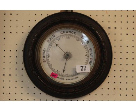 Oak Framed Circular Aneroid Barometer 