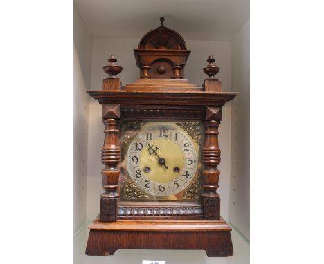 Oak Cased Edwardian Bracket clock with numeral dial 