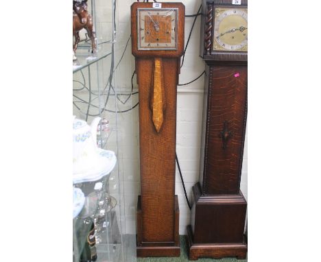 Art Deco Oak cased grandmother clock with roman numeral dial 