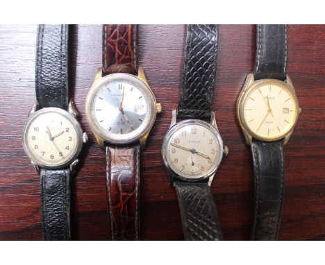 4 Vintage watches inc. J W Benson, Accurist and a 15 Rubis watch 