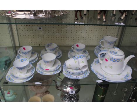 Alfred B Pearce Art Deco Floral decorated Tea set with Sucrier and Cream Jug 