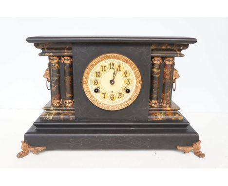 Wooden mantle clock with key 
