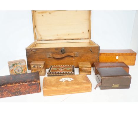 Collection of playing card holding boxes, other storage boxes &amp; 1 large storage box 