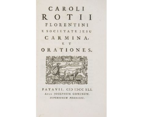 Rota (Carlo) - Carmina, et Orationes,  first edition  ,   woodcut device on title, coat-of-arms on verso of last f., contempo