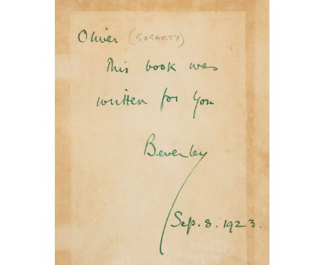 Nichols (Beverley) - Prelude: A Novel,   second impression,   inscribed by the author "Oliver, This book was written for you,