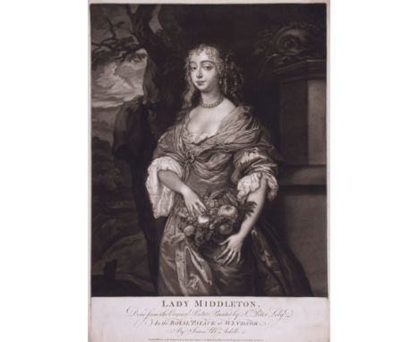 McArdell (James) - Lady Middleton, three-quarter length portrait after Sir Peter Lely,   mezzotint, 505 x 350mm., mounted at 