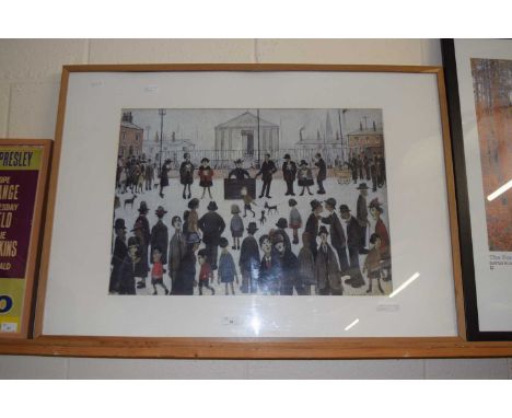 L S Lowry, coloured print, framed