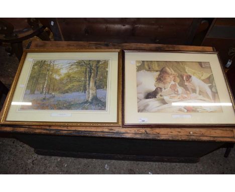 After Burton Barber, coloured print Suspense, together with a further coloured print Beechwood in May