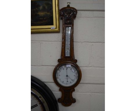 Late 19th or early 20th Century oak cased barometer signed Winterhalder Leicester