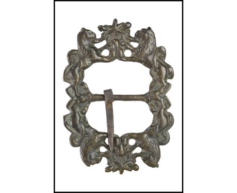 Peretti Family Buckle, Probably 17th centuryBronze, brown patina12x9x2 cmThis rare antique clothing item was probably a buckl
