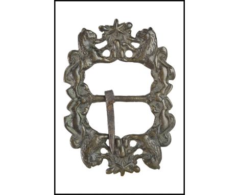 Peretti Family Buckle, Probably 17th centuryBronze, brown patina12x9x2 cmThis rare antique clothing item was probably a buckl