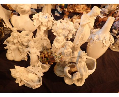 Collection of crepe de chine vintage ceramic figurines and vases 