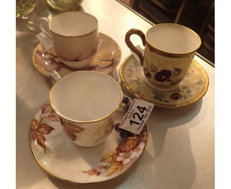 Royal Worcester cabinet cup and saucer Brambles by Kitty Blake