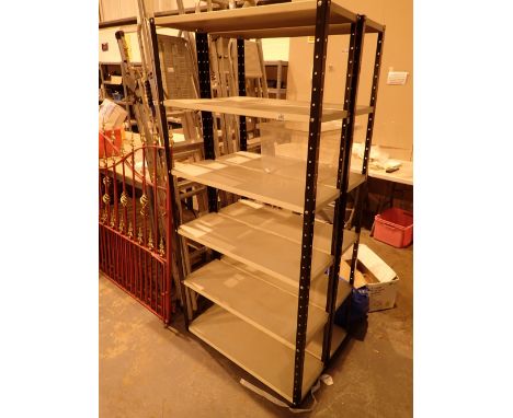 Two metal free standing shelf units 183 x 88 x 31 