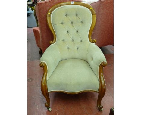 Large button upholstered spoonback chair