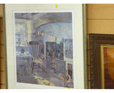 KEITH ANDREW limited edition 206/850 print - stamped and signed in pencil, interior scene 55 x 54 cms