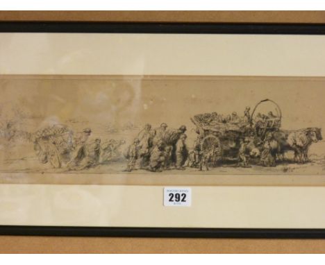 CONTINENTAL print - interesting scene of travelling refugees