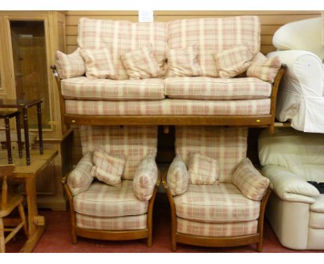 Ercol light wood three piece suite