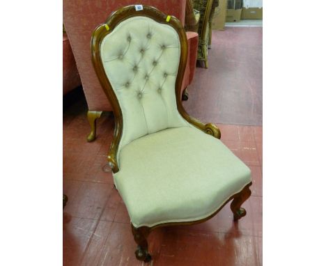 Small button upholstered spoonback chair