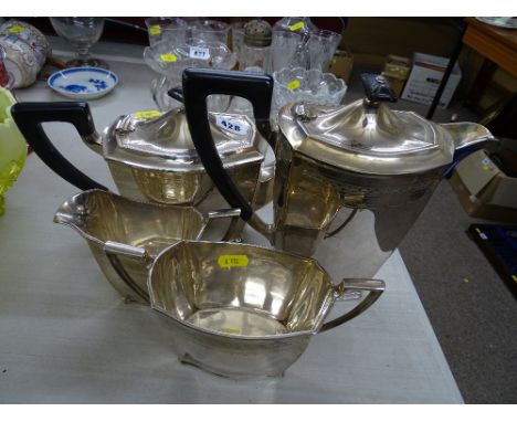 Four piece electroplate tea service by Unity @ Plate