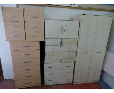 Parcel of modern light wood veneer bedroom furniture