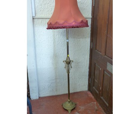 Brass effect Empire style standard lamp and shade E/T