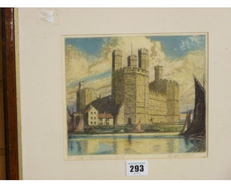 JOSEPH BURN signed print - Eagle Tower, Caernarfon Castle