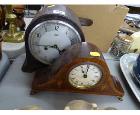 Smiths Enfield electric clock and an inlaid mahogany mantel clock