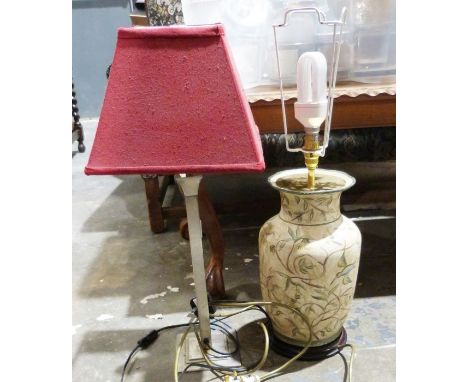 Metal table lamp, a ceramic table lamp&nbsp;and&nbsp;assorted linen