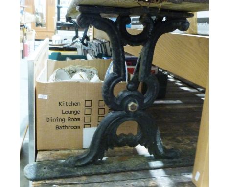 Vintage railway style bench with cast iron supports