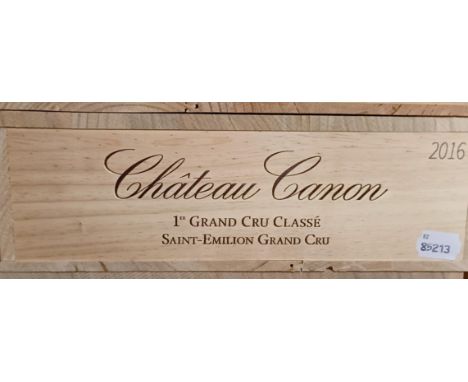 Six bottles of Chateau Canon, Saint-Emilion, 1er Grand Cru Classe, 2016 (6)  Provenance: From a West Country House, stored in