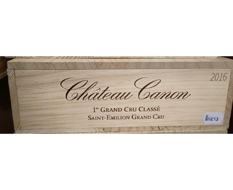 Six bottles of Chateau Canon, Saint-Emilion, 1er Grand Cru Classe, 2016 (6)  Provenance: From a West Country House, stored in