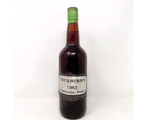 A bottle of 1963 vintage port, Cockburn's  Provenance: From a West Country House, stored in a temperature and humidity contro