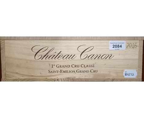 Six bottles of Chateau Canon, Saint-Emilion, 1er Grand Cru Classe, 2016 (6)  Provenance: From a West Country House, stored in