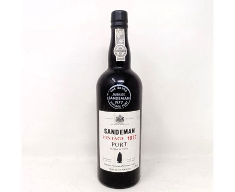 A bottle of 1977 vintage port, Sandeman, bottled in 1979  Provenance: From a West Country House, stored in a temperature and 