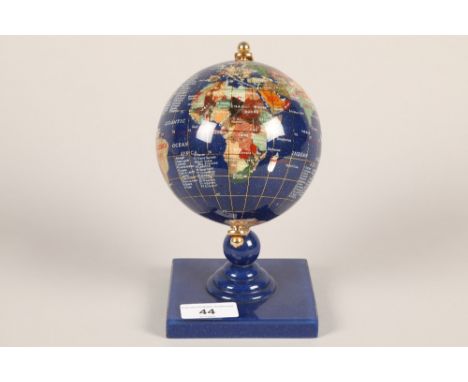 Miniature specimen hardstone globe; 20cm high 