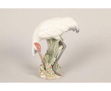 Lladro porcelain model of a Crane; 23cm high