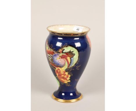 Art Deco Carltonware lustre vase; decorated with birds and flowers; 25.5cm high 