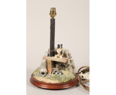 Border Fine Arts model lamp Sheep dog with puppiesCONDITION REPORT:not checked for electrical light otherwise in good conditi