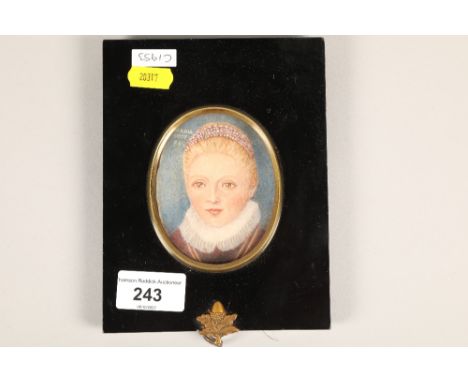 Portrait miniature of a child; in ebonised frame 