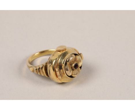 Yellow metal watch ring; ring size M;&nbsp;gross weight 8.2g 