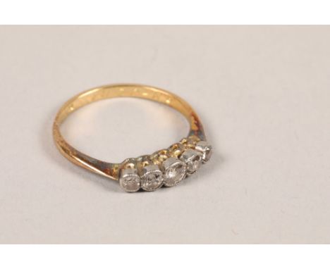 Ladies 18 carat gold five stone diamond ring; ring size K;&nbsp;gross weight 1.9g