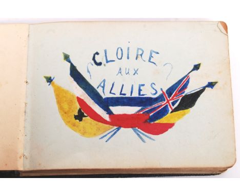 A fascinating WWI First World War autograph book, from the Searle Family collection. The book appears to belong to one of the