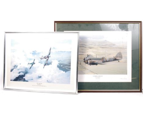 A collection of 4x assorted military aeroplane aircraft aeronautical prints to include; ' Duel Of Eagles ' after Robert Taylo